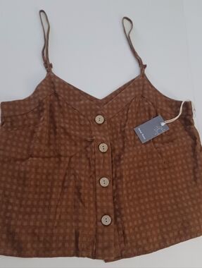 Indigo Rising Ghingham Cropped Tank Sz L